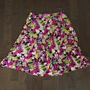 Jones New York 100% Silk Colorful Flare Skirt - 10